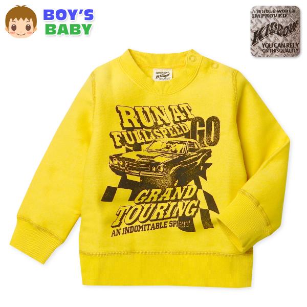 ●コメント前後のかすれプリントがかっこいい裏起毛トレーナー。ふんわり柔らかな裏起毛が保温性があり軽くてあったか♪肩スナップボタン付きでお着替え楽々です。●特 長・KID BOW(キッドバウ)・長袖トレーナー　・裏起毛・暖かい/温かい　・保温...