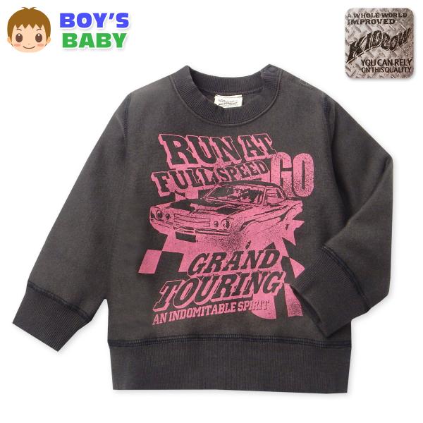 ●コメント前後のかすれプリントがかっこいい裏起毛トレーナー。ふんわり柔らかな裏起毛が保温性があり軽くてあったか♪肩スナップボタン付きでお着替え楽々です。●特 長・KID BOW(キッドバウ)・長袖トレーナー　・裏起毛・暖かい/温かい　・保温...