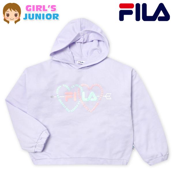 送料無料 女児 ジュニア 裏毛 長袖 パーカー FILA/フィラ スウェット ゆったりビッグシルエット ラメプリント 子供服 女の子 iw-1158b-pp メール便対応