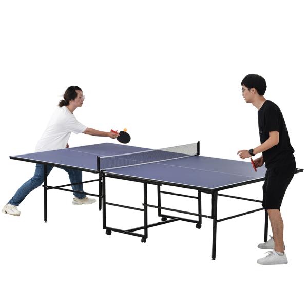 商品名：国際規格サイズ卓球台本体サイズ：●サイズ：幅152.5cm×奥行き274cm×高さ76cm●収納サイズ：幅152.5cm×奥行き63cm×高さ180cm●天板厚：12mm●本体重量：約45kg材質：天板素材：MDF備考：●移動式（キ...