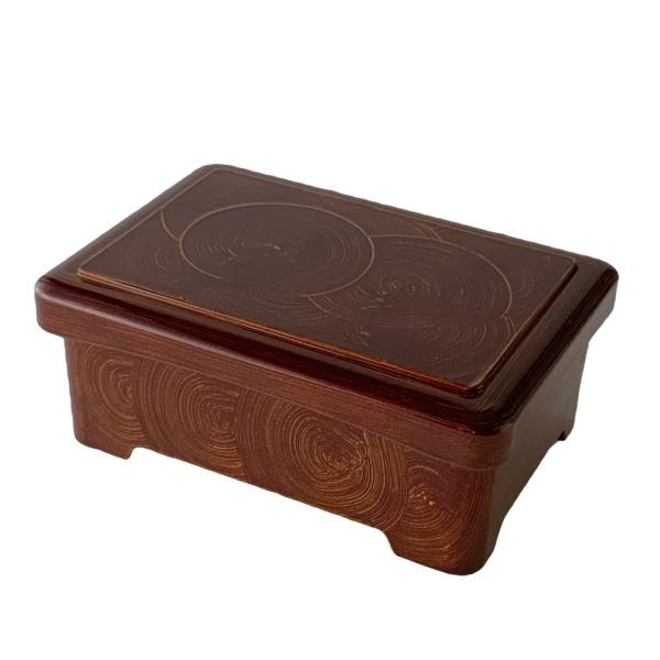 D.X長手重 うず潮内朱塗 19.6×13.9×8cm 漆器 高級丼重 懐石用 うな重 器 うな重箱 和食器 業務用　お重、かつ重、鰻（取寄せ）若泉