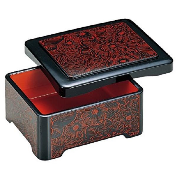 DX丼重　牡丹菊（内朱） 漆器 うな重 器 うな重箱 和食器 業務用（取寄せ商品） お重、かつ重、鰻　土用の丑の日　うなぎ 3-642-4 5-740-4　1016