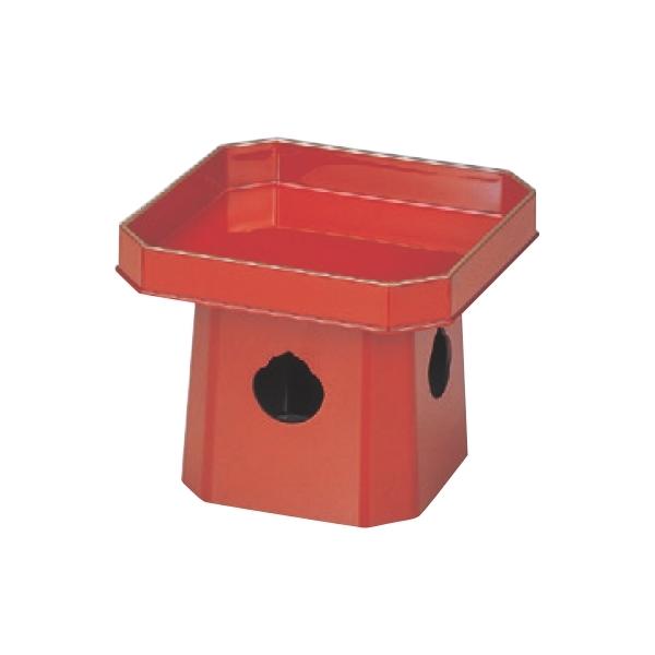 8寸三宝盛器　朱天金　235×235×H190mm　漆器 お月見　団子　お正月　鏡餅台　鯛　名月　満月　1-642-7　若泉