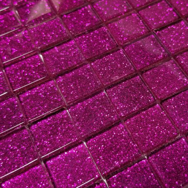 ガラス モザイク タイル バラ フューシャピンク 800ｇ 収納ケース付 グリッタータイプ DIY デコレーション ハンドメイド クラフト オリジナル 手作り 15mm角