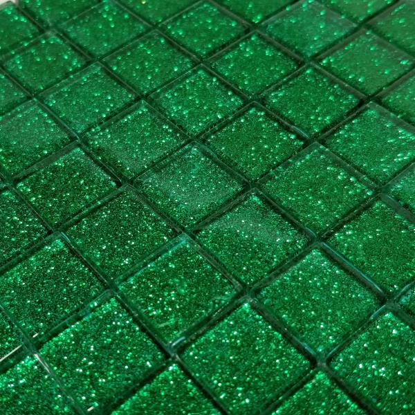 ガラス モザイク タイル バラ グリーン 大容量 1400ｇ 収納ケース付 グリッタータイプ DIY デコレーション ハンドメイド クラフト オリジナル 手作り 15mm角