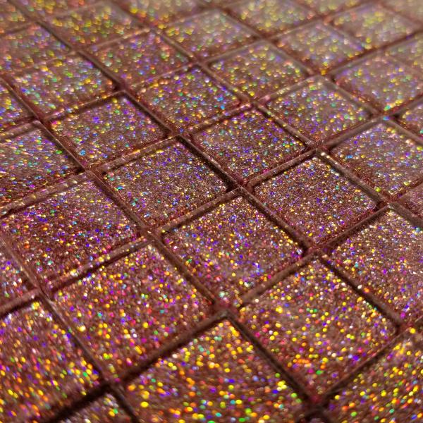 ガラス モザイク タイル バラ スモーキーピンク 800ｇ 収納ケース付 グリッタータイプ DIY デコレーション ハンドメイド クラフト オリジナル 手作り 15mm角