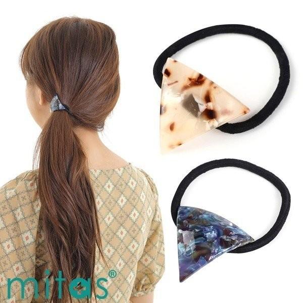 mitas ヘアゴム おしゃれ 三角 べっ甲風 髪飾り ヘアアクセサリー
