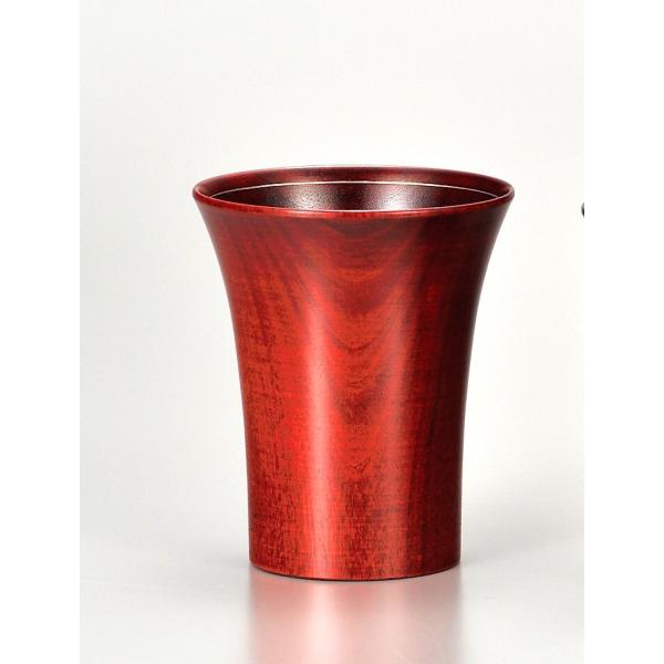 盃 ぐい呑 冷酒 熱燗 日本製 酒器 山中塗 国産漆器＜桜2.6冷酒カップ　赤摺　銀線　SX-244＞