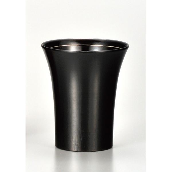盃 ぐい呑 山中塗 国産漆器 酒器 ＜2.6冷酒カップ　黒摺　銀線　SX-245＞