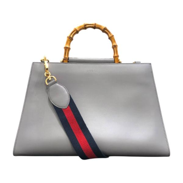 GUCCI（グッチ） バンブーハンドルハンドバッグ 453764 グレー レザー