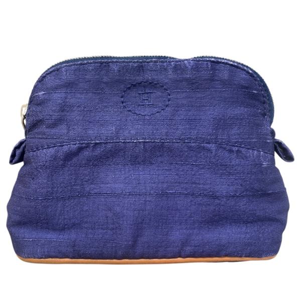HERMES（エルメス） ボリードポーチ ブルー シルク ポーチ ユニ