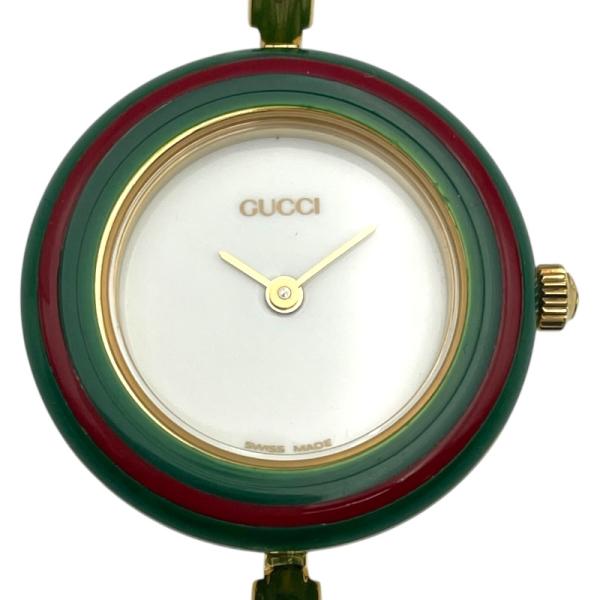 SALE❗️【美品】GUCCI グッチ チェンジベゼル レディース腕時計 GUCCI（グッチ） チェンジベゼル 11/12.2 ホワイト ゴールドプレー