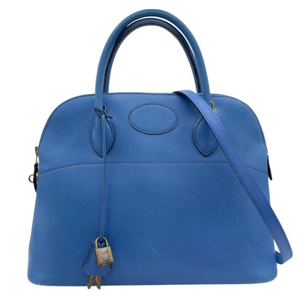 HERMES（エルメス） ボリード35 〇U刻 ブルーフランス ゴールド金具 