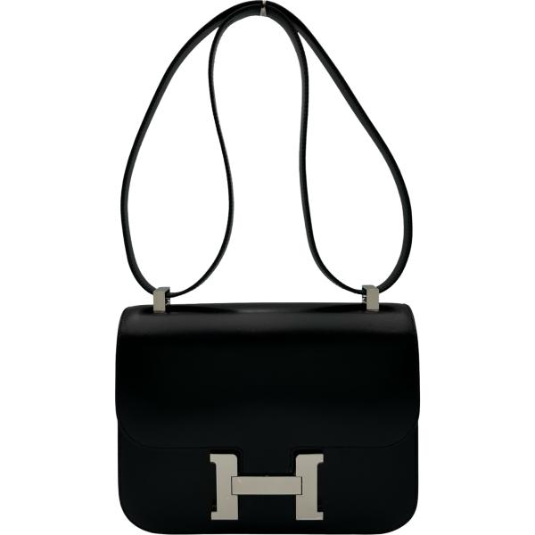 エルメス HERMES コンスタンス24 ミロワール W刻 ブラック シルバー金具 ボックスカーフ レディース ショルダーバッグ HERMES（エルメス） コンスタンス24 ミロワール W刻 ブラック シルバー