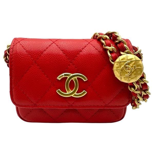 【CHANEL】ミニミニ マトラッセ 赤 ヴィンテージ CHANEL（シャネル） マトラッセ ミニクラッチ AP2857 レッド ソフト