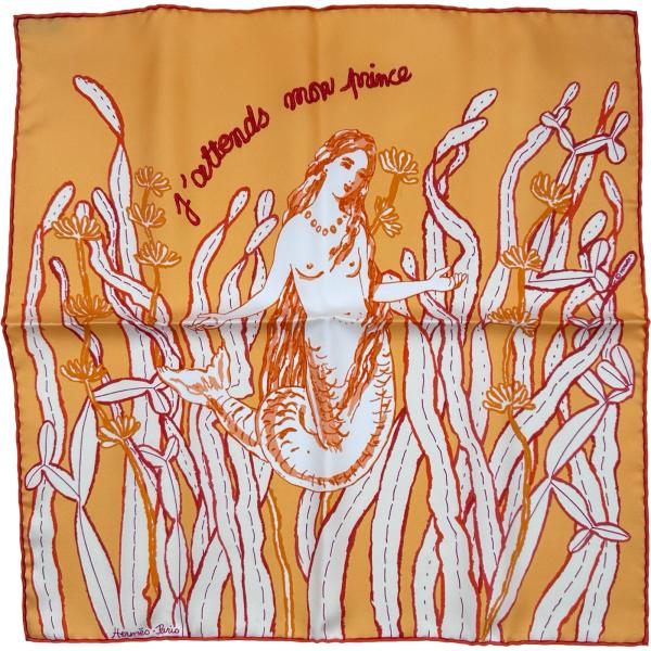 HERMES（エルメス） カレ45 J'ATTENDS MON PRINCE シルク スカーフ
