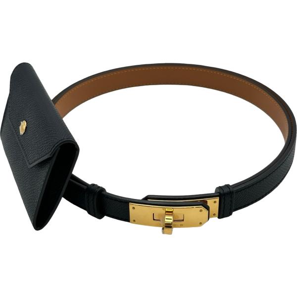 HERMES（エルメス） ケリーポケットベルト W刻印 ブラック ゴールド