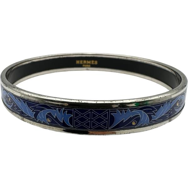 HERMES（エルメス） エマイユバングルPM ブルー/シルバー金具 メタル