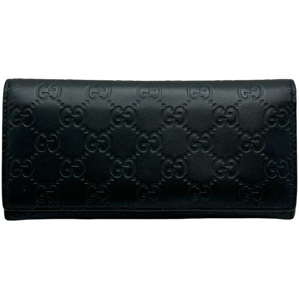 GUCCI グッチ 長財布 二つ折り財布 ブラック レザー GGロゴ GUCCI（グッチ） 二つ折り長財布 233154 ブラック/シルバー金具