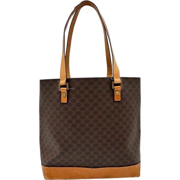 CELINE（セリーヌ） マカダム柄トートバッグ ブラウン ゴールド金具