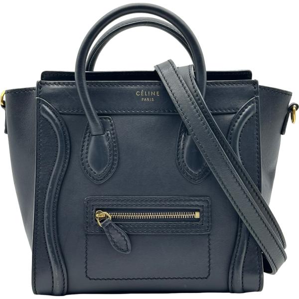 CELINE（セリーヌ） ラゲージナノショッパー ネイビー ゴールド金具