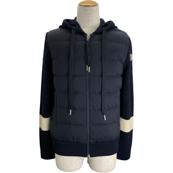 MONCLER（モンクレール） ニット切替ダウンパーカー ネイビー ナイロン