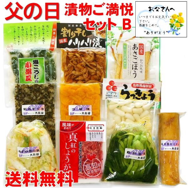 遅れてごめんね！ 父の日 ギフト  漬物好きご満悦セットB 父の日限定 ( 父の日カード付き ) 【クール便】 送料無料 大森屋 プレゼント 食べ物 2026