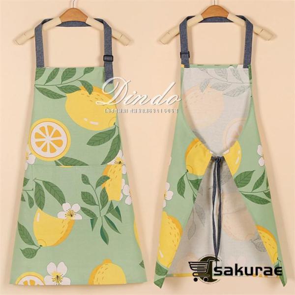 エプロン 防水 おしゃれ かわいい 花柄 フルーツ キッチン用品 炊事 防水 ストライプ 前掛け 防油 ビニールエプロン 料理