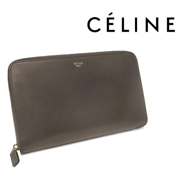 送料無料 美品】 セリーヌ CELINE ラウンドファスナー長財布 レザー 革  