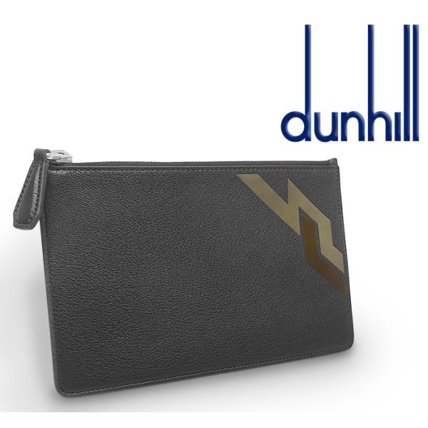 【送料無料 超美品 ほぼ未使用】 ダンヒル dunhill ファスナーポーチ セカンドバッグ クラッチ 鞄 ミニ レザー ブラック メンズ レディース