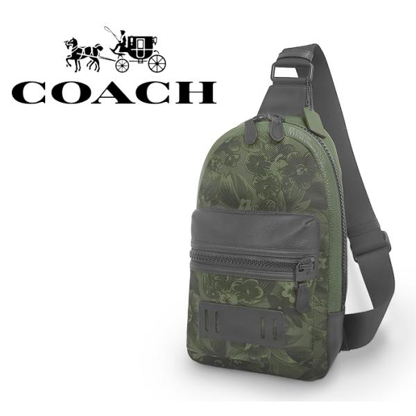 美品　正規品　コーチ　COACH ボディバッグ ダークグリーン×ブラック oomoto122_p-483