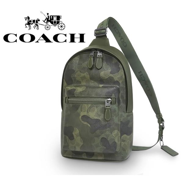 コーチ ボディバッグ ショルダーバッグ カモフラ PVCレザー 斜め掛け 黒 COACH（コーチ） 【送料無料 美品】 ボディバッグ ショルダーバッグ 鞄