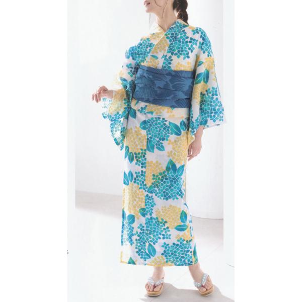 本染浴衣 源氏物語ゆかた 反物 未仕立品 No.6012 「紫陽花」綿紅梅