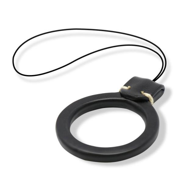 他サイト： エレコム ストラップ リングストラップ 携帯 スマホ スマホ用 Lサイズ 内径22mm [スマートフォンを傷つけないイタリアンソフトレザー採用] ブラの商品画像