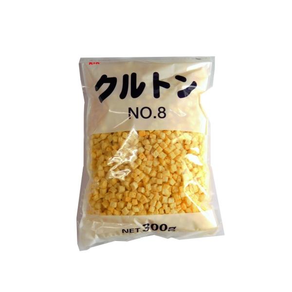 商品名「K&amp;K　クルトンNo.8　300g」通電式製パン法により焼き上げたパンを8mmのサイズにカットしたプレーンタイプのクルトンです。サラダのトッピング、スープのうき身、ビールやワインのおつまみとしてもお召し上がりください。品質管...