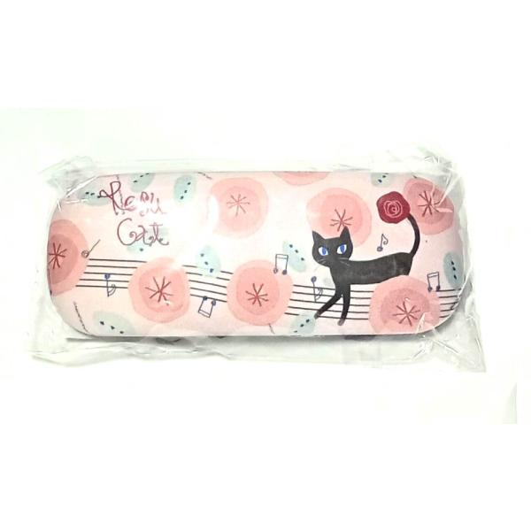 ノアファミリー ロージーキャット メガネケース 眼鏡拭き付き クロス付き かわいい グッズ 雑貨  ピンク系 バラ柄 ハード ギフト プレゼント おしゃれ 女性