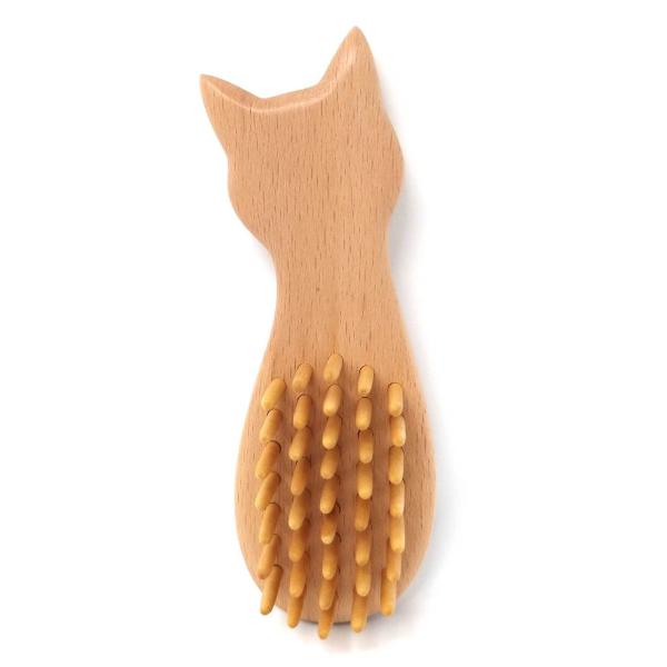 徳安 ねこねこスタイル つげブラシ 柘植の櫛 つげくし 携帯袋付き かわいい 実用的 ギフト プレゼント おしゃれ 猫 グッズ 雑貨 女性 ヘアケア 小物 母の日