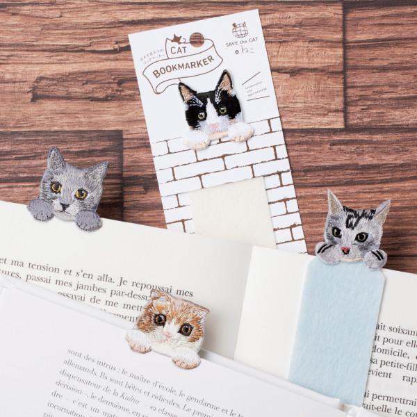 CAT BOOKMARKER 刺繍しおり しおり 栞 ブックマーク 布製