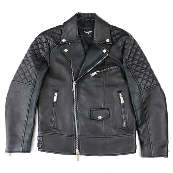【最終値下げ】　DSQUARED2 ブラック　ラムレザー　ライダースジャケット DSQUARED2 ディースクエアード スタッズ ライダースジャケット