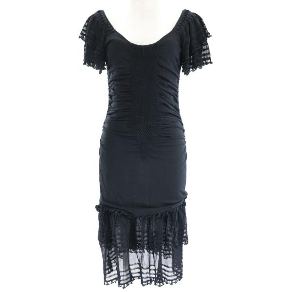 CHANEL 美品 シャネル 07C リトルブラックドレス フリルレース