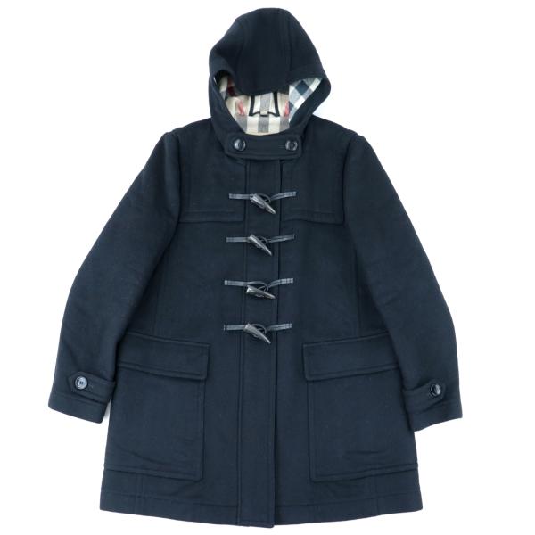 BURBERRYダッフルコート ウール ダウン 黒 BURBERRY (バーバリー) ウール 裏チェック ダッフルコート
