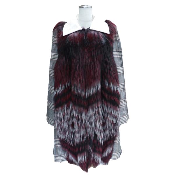 FENDI 美品 フェンディ 19AW フォックスファー チェックロング