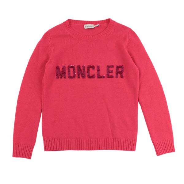 MONCLER - 美品 モンクレール 19年 MAGLIONE スパンコールロゴニット セーター レディース ピンク XS カシミヤ混 MONCLER opal-shop1_2100020000016470