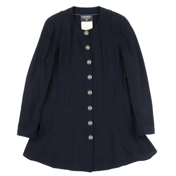 CHANEL 美品 シャネル ヴィンテージ 93P ノーカラーコート レディース