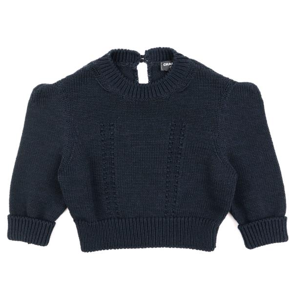 CHANEL 美品 シャネル 22SS 七分袖 ニットセーター レディース 黒 34