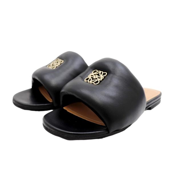 新品未使用　LOEWE アナグラムパデッドスライドサンダル　36 LOEWE 美品 ロエベ アナグラム パデッド レザーミュール レディース 黒