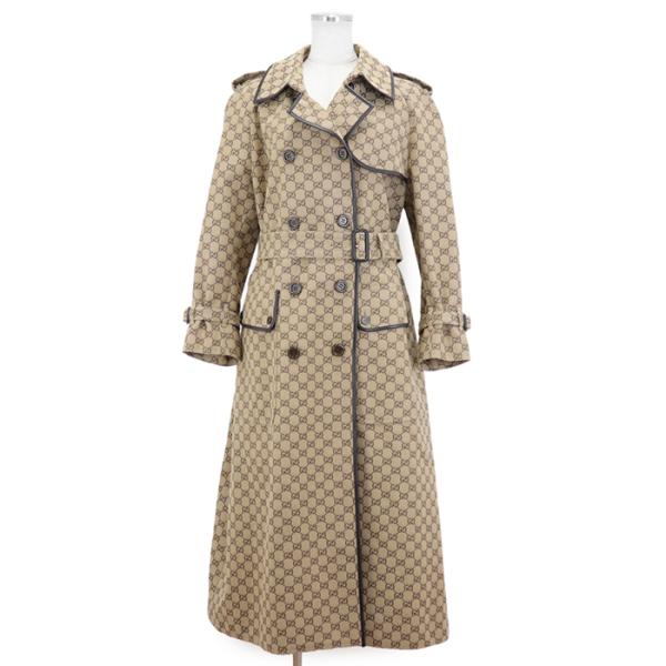 GUCCI 【新品同様】グッチ GGキャンバス ロゴ レザーパイピング