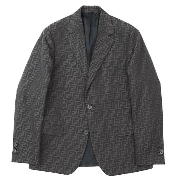美品 フェンディ ベロア ジャケット ガウン ズッカ柄 ボタン L 美品□FENDI フェンディ FJ0498/FB0767 FFロゴ ズッカ 総柄