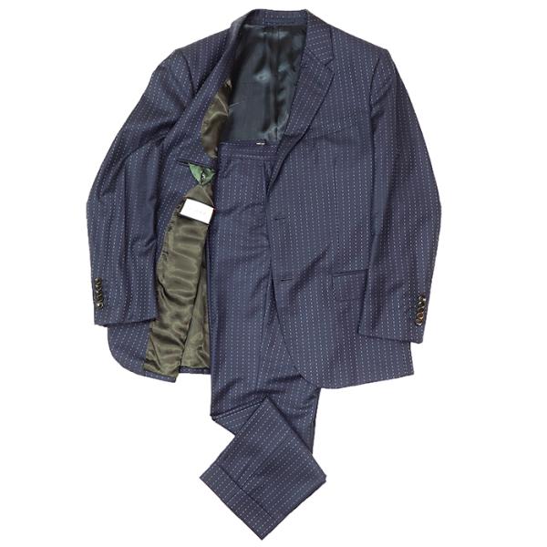 GUCCI グッチ 3つボタン スーツ上下 セットアップ 紺 GUCCI（グッチ） セットアップ スーツ 7-50R メンズ ドット ストライプ