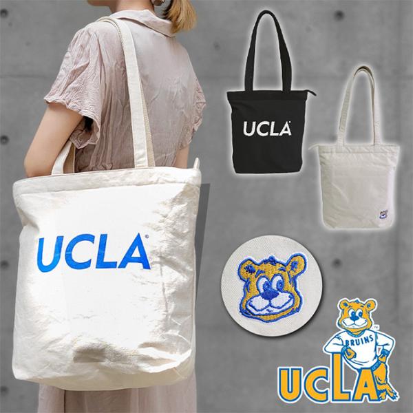 UCLA ユーシーエルエー 刺繍入り トートバッグ コットン くま クマ A4